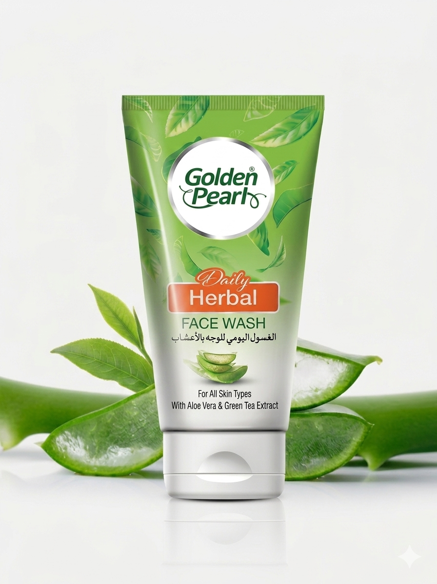 Golden Pearl Daily Herbal Face Wash 75ml – Deep Cleansing with Aloe Vera & Green Tea Extract