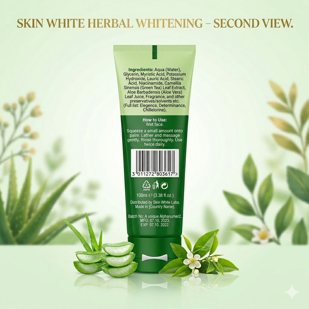 Skin White Herbal Whitening Face Wash 100ml (Rs. 215) – Natural Fairness & Aloe Vera Extract