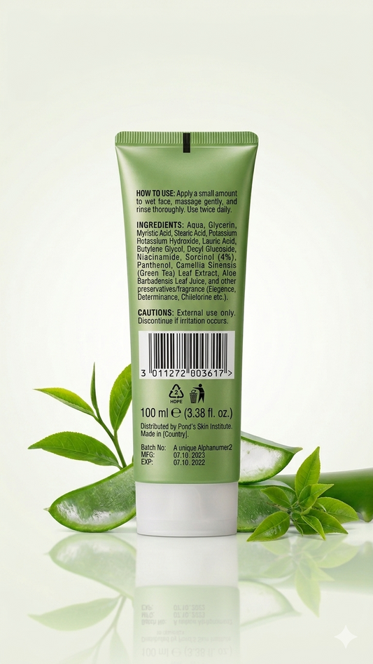 Pond's Herbal Clarity Bright Miracle Facial Foam 100g (Rs. 649) – Niasorcinol Face Wash Green Edition