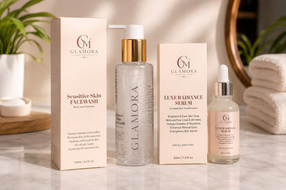 Glamora Sensitive Skin Face Wash + Luxe Radiance Serum | Daily Skincare Duo