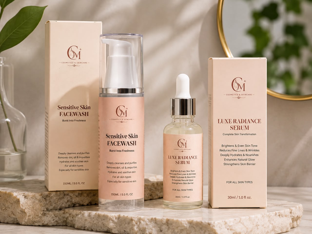 Glamora Glow & Protect Duo – SPF 50+ Sunblock + Luxe Radiance Serum