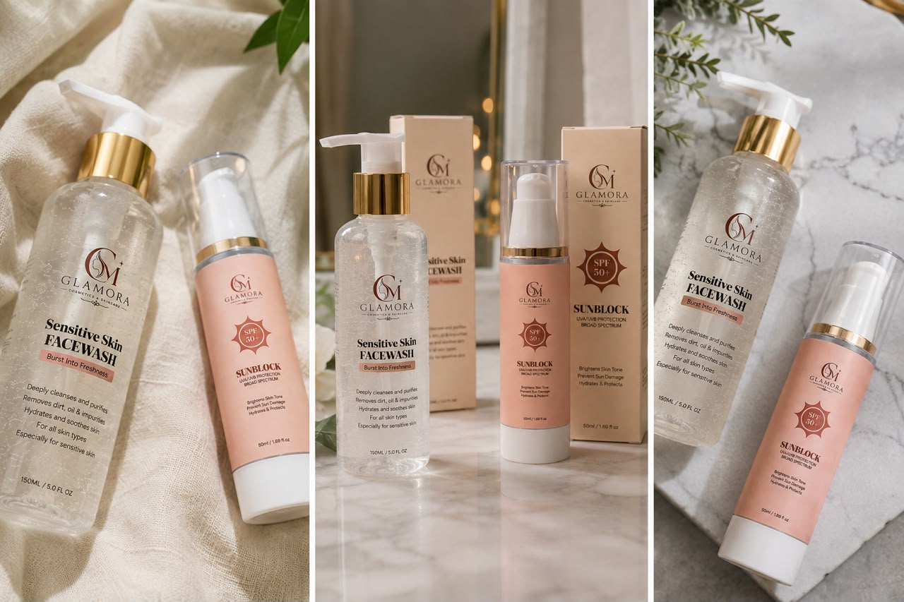 Glamora Daily Skincare Duo – Face Wash + Sunscreen Combo