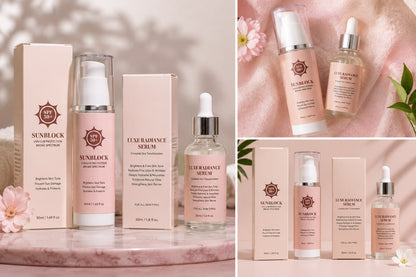 Glamora Glow & Protect Duo – SPF 50+ Sunblock + Luxe Radiance Serum